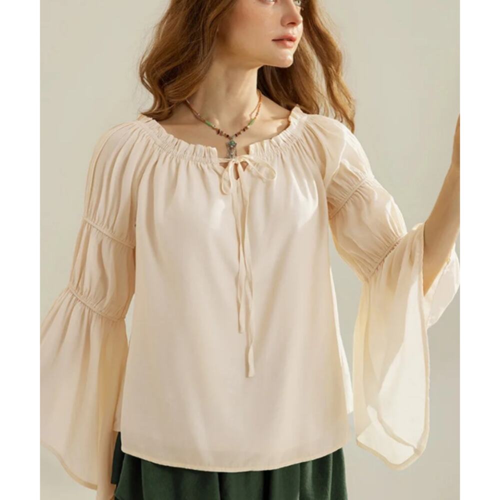 Scarlet Darkness Renaissance Off Shoulder Long Virago Sleeve Top Sz M Ren Fair